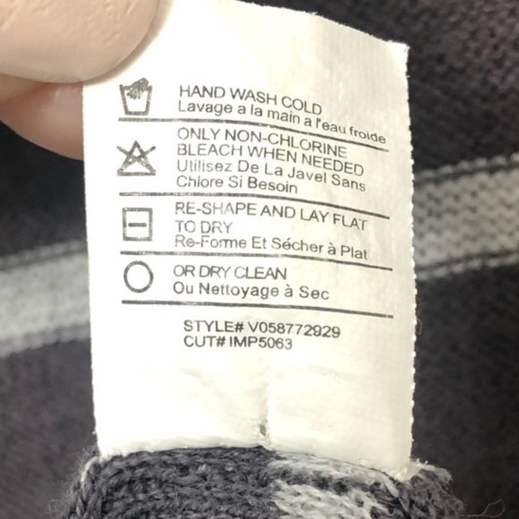 VINCE Gray & White Striped Cotton Sweater sz L - Picture 6 of 7